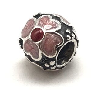 Pandora Pink Enamel Daisy Flower Floral Rare Retired Bead Charm